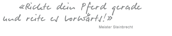 «Richte dein Pferd gerade und reite es vorwärts.» (Meister Steinbrecht)